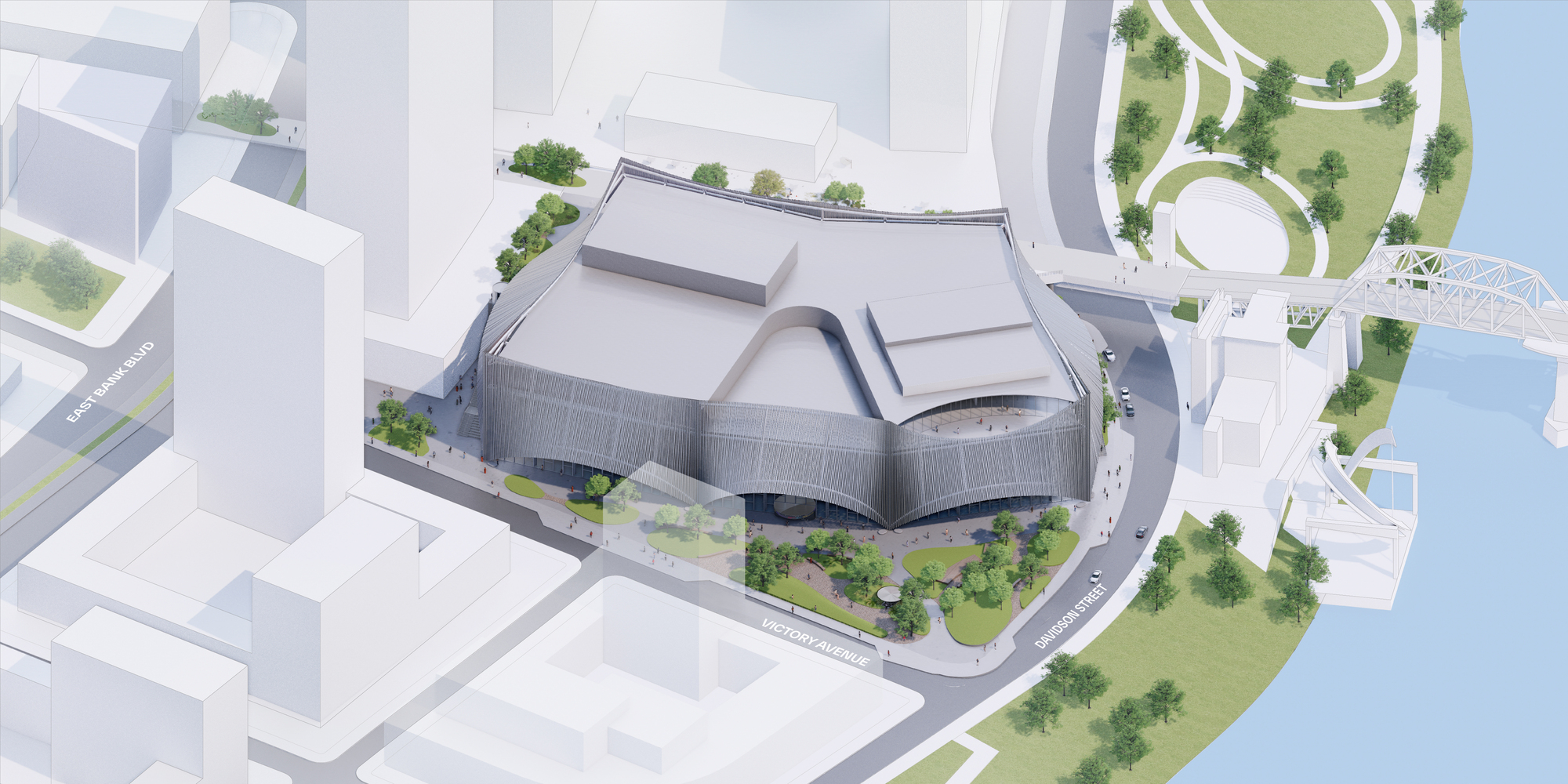 画廊 银色大幕包围的观演台地,BIG 中标田纳西表演艺术中心 - 32