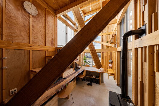 House & Office SH / 1-1 Architects - Interior Photography, Wood, Beam