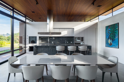 AAM Residence / Ximenes Leite Arquitetura - Interior Photography, Kitchen, Table, Chair, Lighting, Countertop, Glass