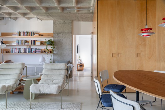 M.F. Apartment / Studio JPH M.F. Apartment / Studio JPH - Interior Photography, Living Room, Wood, Chair, Table, Lighting, Shelving