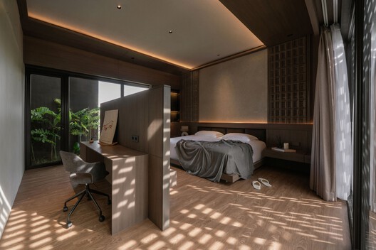 O16 House / studiokian - Interior Photography, Bedroom, Wood, Lighting, Bed, Chair