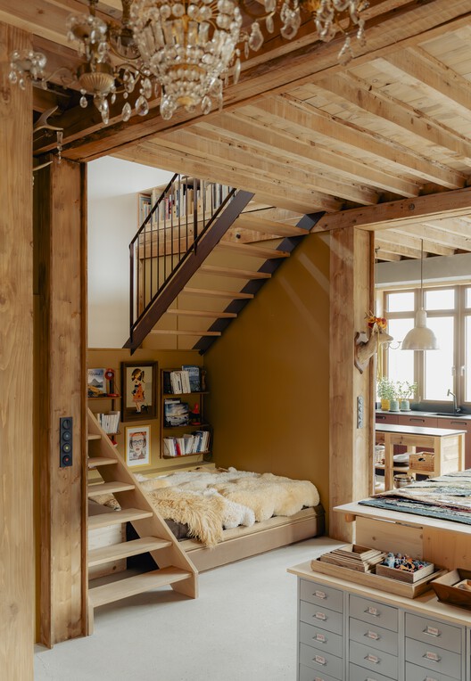 LARUNS / Mesnil Architectures - Interior Photography, Bedroom, Wood, Shelving, Lighting, Beam