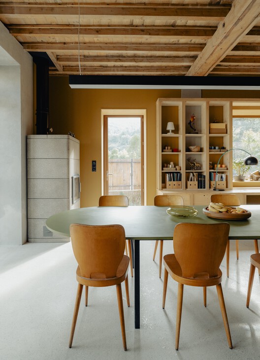 LARUNS / Mesnil Architectures - Interior Photography, Dining room, Table, Wood, Chair, Lighting