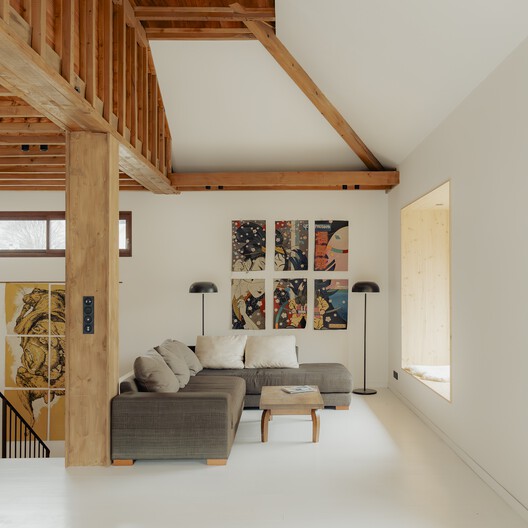 LARUNS / Mesnil Architectures - Interior Photography, Living Room, Wood, Lighting, Beam
