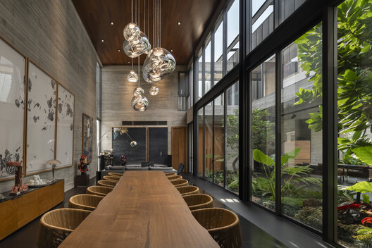 TN House / IDIN Architects - Interior Photography, Dining room, Wood, Lighting, Glass, Chair
