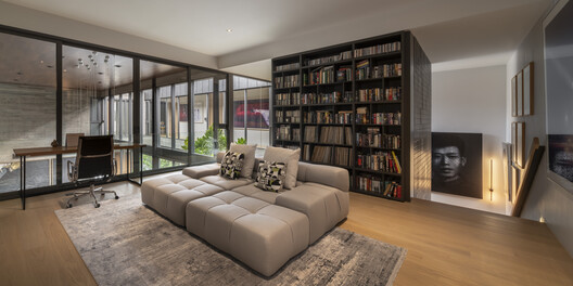 TN House / IDIN Architects - Interior Photography, Living Room, Shelving, Wood, Sofa, Lighting, Table, Chair