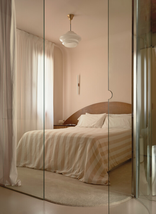 Revoltó House / bardo - Interior Photography, Bedroom, Wood, Lighting, Bed, Glass