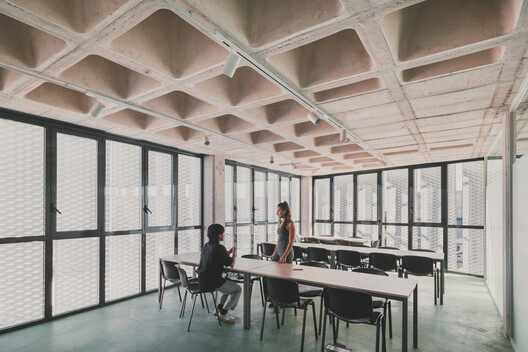 Leganés Auto Center / OOIIO Arquitectura - Interior Photography, Dining room, Glass, Chair