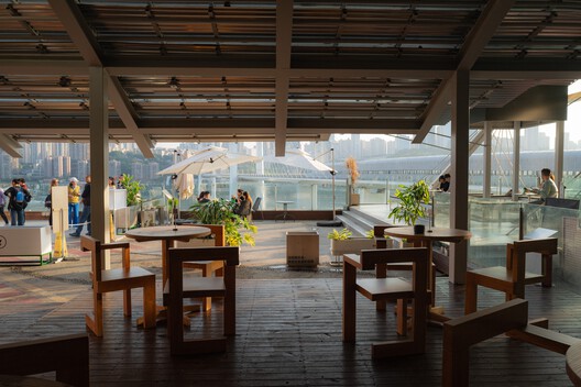 Mountain Alley Rooftop Teahouse Pavilions / RY+P architects - Interior Photography, Dining room, Wood, Chair