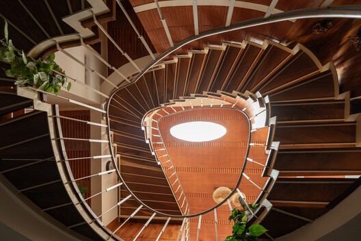 Srila House / Wright Inspires - Interior Photography, Stairs, Wood, Handrail, Steel