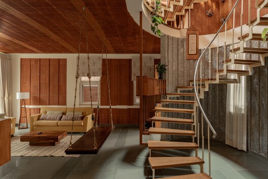 Srila House / Wright Inspires - Interior Photography, Stairs, Wood, Lighting, Table, Chair