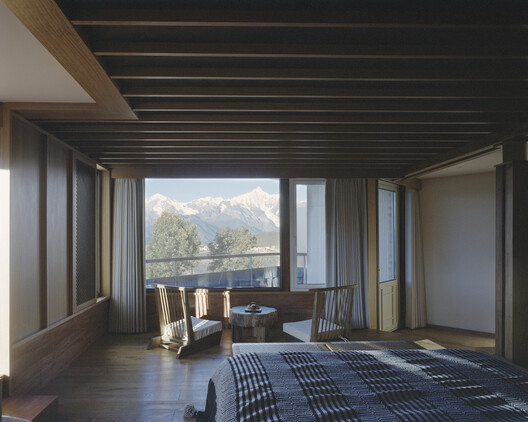 Kawagebo Snow Mountain Hotel / Moguang Studio - Interior Photography, Bedroom, Wood, Chair