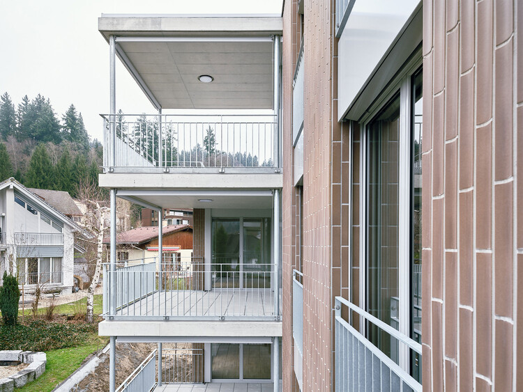 Apartment Block Grundmühle / dolmus Architekten - Exterior Photography, Wood, Balcony, Concrete, Handrail