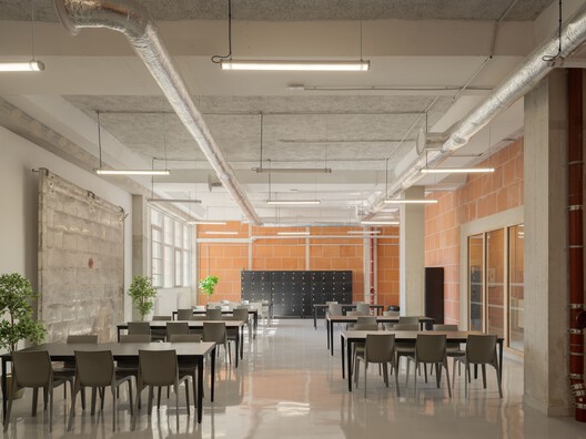 'La Boulangerie' Emergency Shelter / Francois Brugel Architectes Associes + Atelier RITA - Interior Photography, Dining room, Wood, Chair, Lighting, Glass