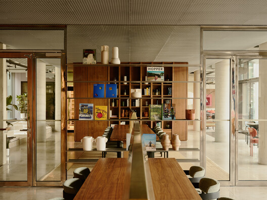 C1 Workplace / Bruzkus Greenberg C1 Workplace / Bruzkus Greenberg - Interior Photography, Dining room, Wood, Chair, Table, Lighting, Shelving, Glass