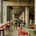 C1 Workplace / Bruzkus Greenberg - Interior Photography, Offices Interiors, Table, Lighting, Chair