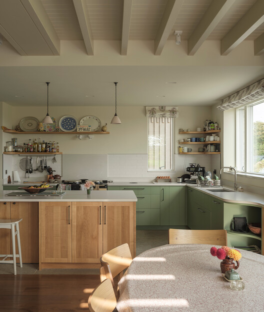 Contemporary Farmhouse / Ashworth Parkes Architects - Interior Photography, Kitchen, Wood, Countertop, Lighting, Chair