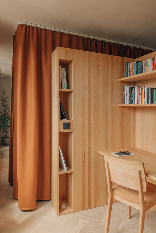 Zemlja Earth Apartment / Projekt V Arhitektura Zemlja Earth Apartment / Projekt V Arhitektura - Interior Photography, Closet, Shelving, Wood, Lighting