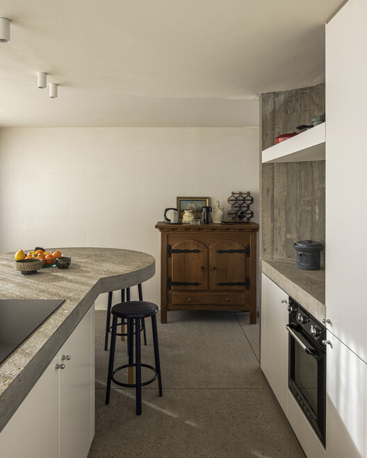 Villa Nouvelle Vague  / Magalie Munters™ Architecture - Interior Photography, Kitchen, Wood, Countertop, Lighting, Chair
