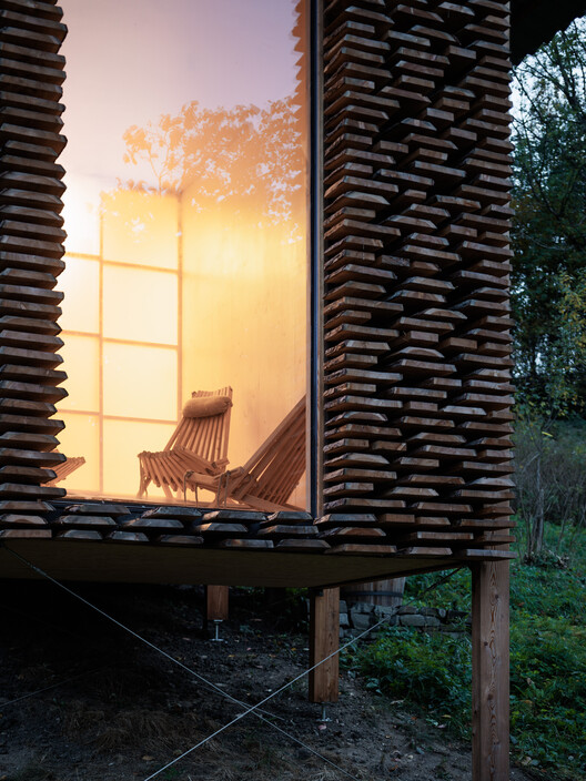 Wood-Stack Sauna Zaježová / Guča arch. - Interior Photography, Wood