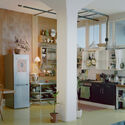 Unit 2F / Mutter - Interior Photography, Kitchen, Wood, Lighting, Table, Chair, Shelving