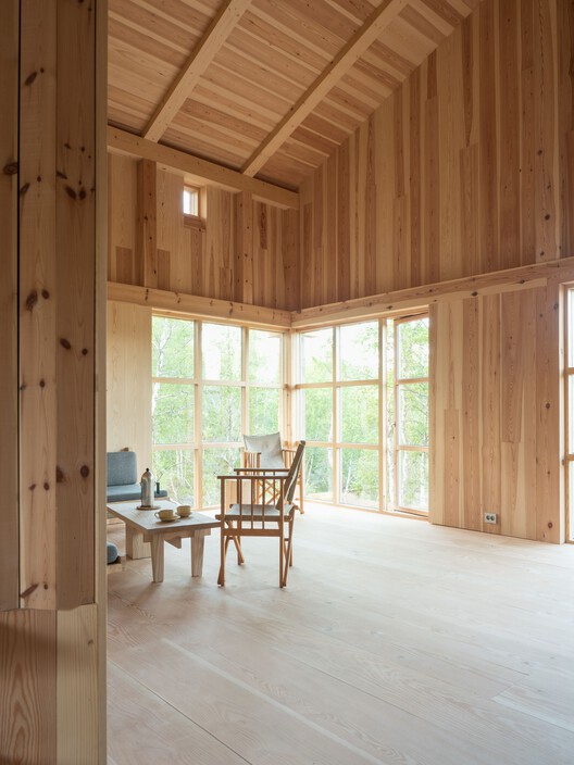 Timber Temple - Cabin in Sirdal / Arkitekt Folstad Knut - Interior Photography, Dining room, Wood, Chair, Beam