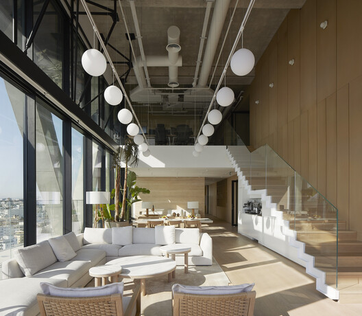 The Labs Tower / Eraclis Papachristou Architects The Labs Tower / Eraclis Papachristou Architects - Interior Photography, Dining room, Wood, Lighting, Table, Chair, Glass
