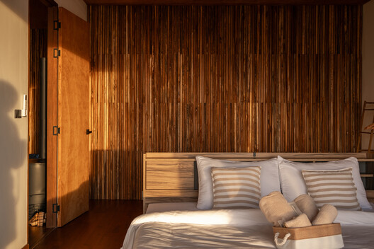 The Wood Cabin / S.O.S Architects - Interior Photography, Bedroom, Wood, Bed, Lighting