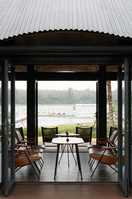 LUXEFARM Waterbird Park Pavilion / Atelier OO LUXEFARM Waterbird Park Pavilion / Atelier OO - Interior Photography, Dining room, Chair, Glass, Patio, Deck