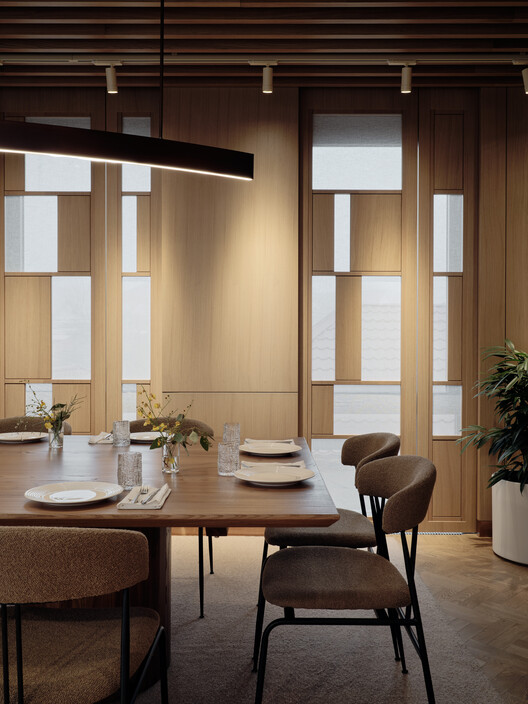 TAL family restaurant / NAAW - Interior Photography, Living Room, Table, Wood, Chair, Lighting