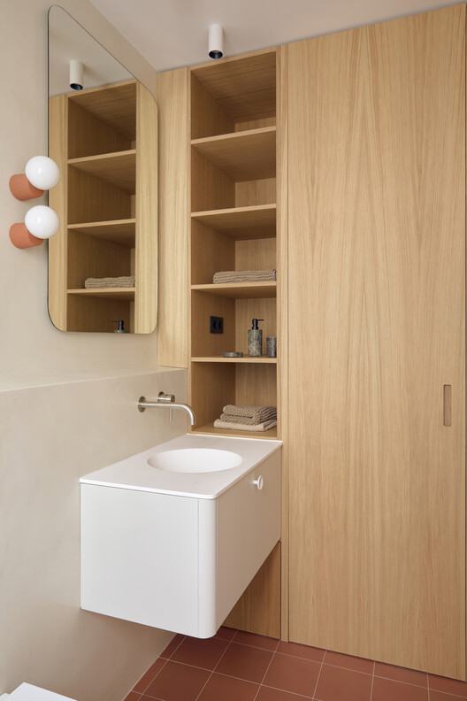Ruiz Apartment / StudioMadera - Interior Photography, Closet, Wood, Bathroom, Sink
