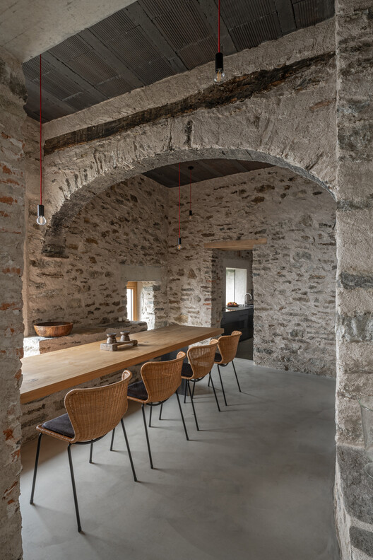 Transformation House ME. in Brissago / Wespi de Meuron Romeo architects - Interior Photography, Brick, Chair, Beam