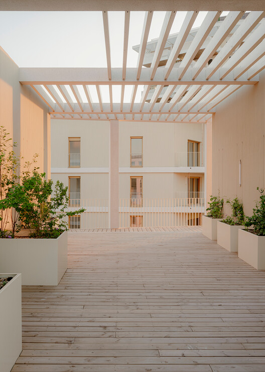 Nanterre Housing / AQMA - Interior Photography, Wood, Balcony, Handrail