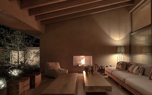 CP Rancho / Weber Arquitectos - Interior Photography, Living Room, Wood, Sofa, Lighting, Chair