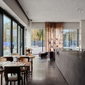 JER café at Tselinny Center of Contemporary Culture  / NAAW - Interior Photography, Coffee Shop Interiors, Lighting, Table, Countertop, Chair