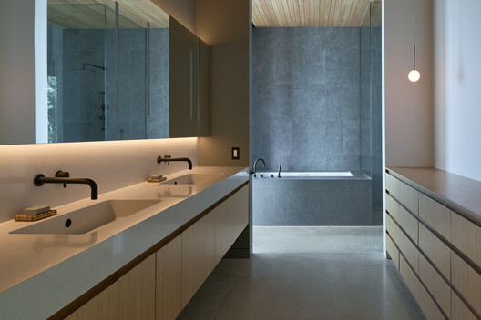 Layer House / W O V E N Architecture and Design - Interior Photography, Bathroom, Lighting, Glass, Sink, Countertop