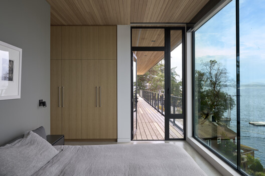 Layer House / W O V E N Architecture and Design - Interior Photography, Bedroom, Wood, Glass, Balcony, Chair, Bed, Deck