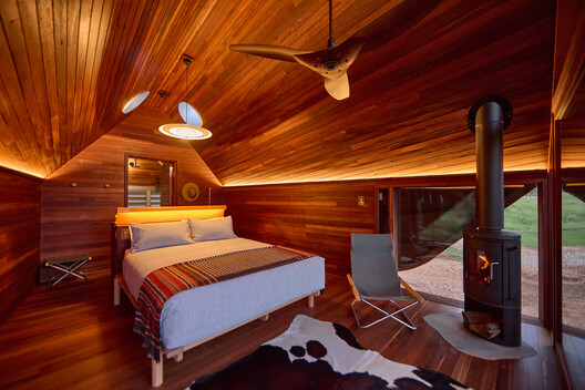Permanent Camping 3 / Casey Brown Architecture - Interior Photography, Bedroom, Wood, Lighting, Beam