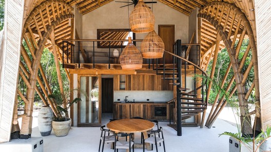 Villa CORA – Bamboo House in Tulum / terrAurea studio - Interior Photography, Dining room, Wood, Beam