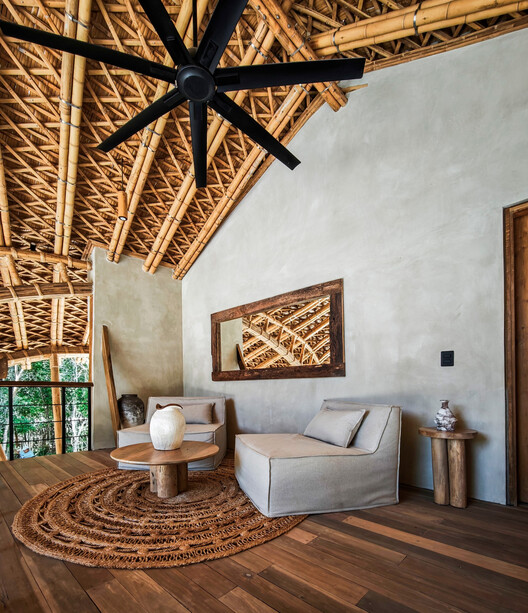 Villa CORA – Bamboo House in Tulum / terrAurea studio - Interior Photography, Living Room, Wood, Beam