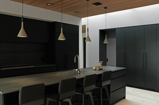 Hilltop House  / W O V E N Architecture and Design - Interior Photography, Kitchen, Wood, Lighting, Countertop, Glass, Chair