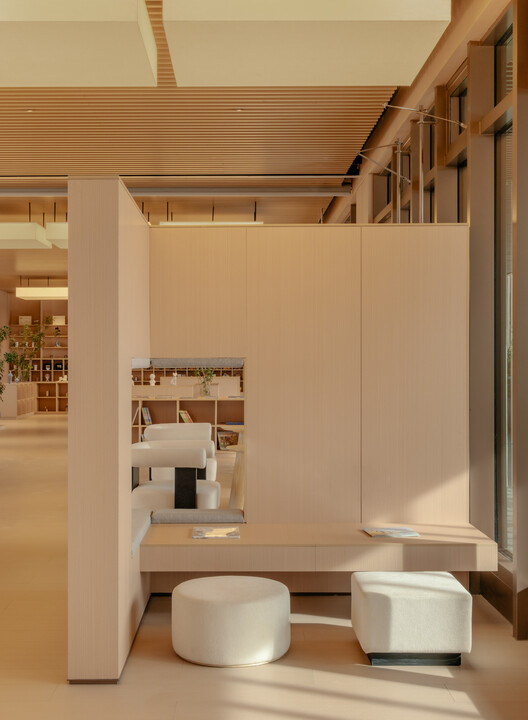 Beijing Foresky Community Center / PLAT ASIA - Interior Photography, Dining room, Wood, Lighting, Glass, Chair