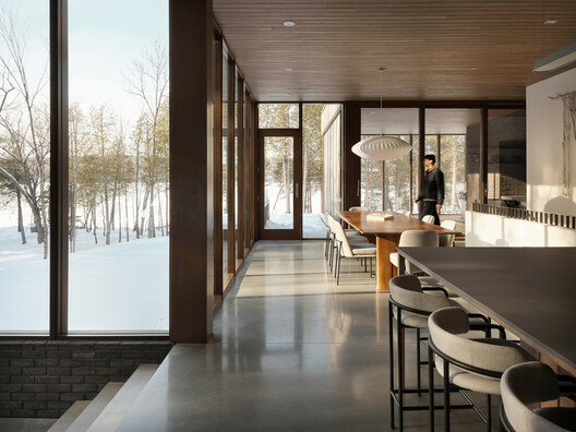 Breathe Lodge Residence / Jérôme Lapierre Architecte Breathe Lodge Residence / Jérôme Lapierre Architecte - Interior Photography, Dining room, Wood, Table, Chair, Glass