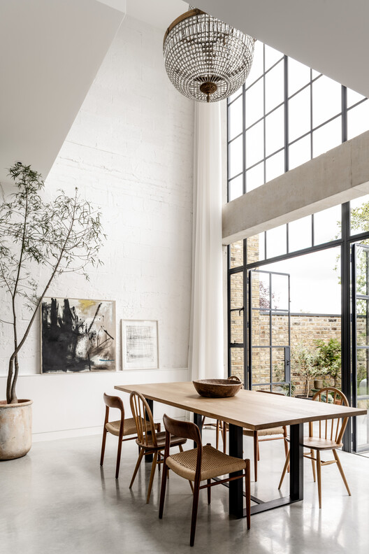 House of Panes / Matthew Giles Architects - Interior Photography, Dining room, Wood, Table, Chair, Lighting