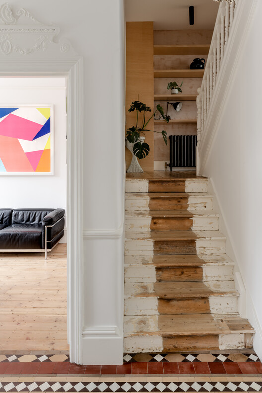 House of Panes / Matthew Giles Architects - Interior Photography, Stairs, Wood, Door, Handrail