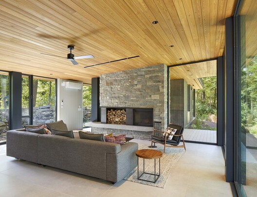 Percy Lake Cottage / Michael Taylor Architecture + Design Percy Lake Cottage / Michael Taylor Architecture + Design - Interior Photography, Living Room, Wood, Chair, Beam