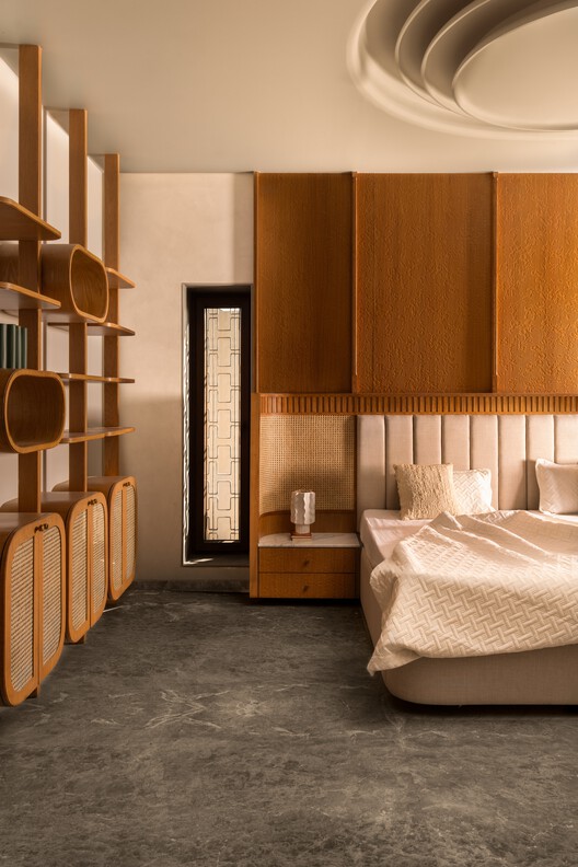  Anthill House / Kaushal TaTiya Architects - Interior Photography, Bedroom, Wood, Lighting, Bed, Chair
