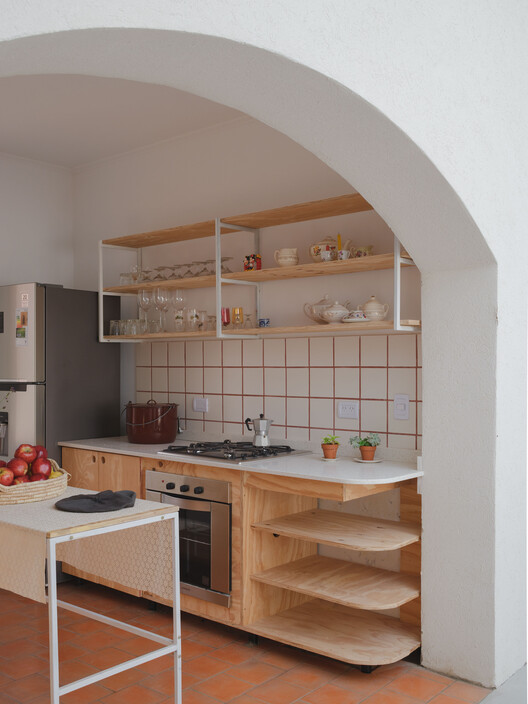 Rural Guesthouse La Reunión / IR arquitectura + Menhir Arquitectura Rural Guesthouse La Reunión / IR arquitectura + Menhir Arquitectura - Interior Photography, Kitchen, Wood, Shelving, Countertop