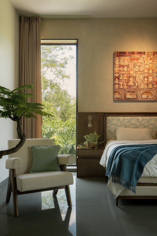 Sandstone House / 4Brick Studio - Interior Photography, Bedroom, Wood, Lighting, Bed, Table