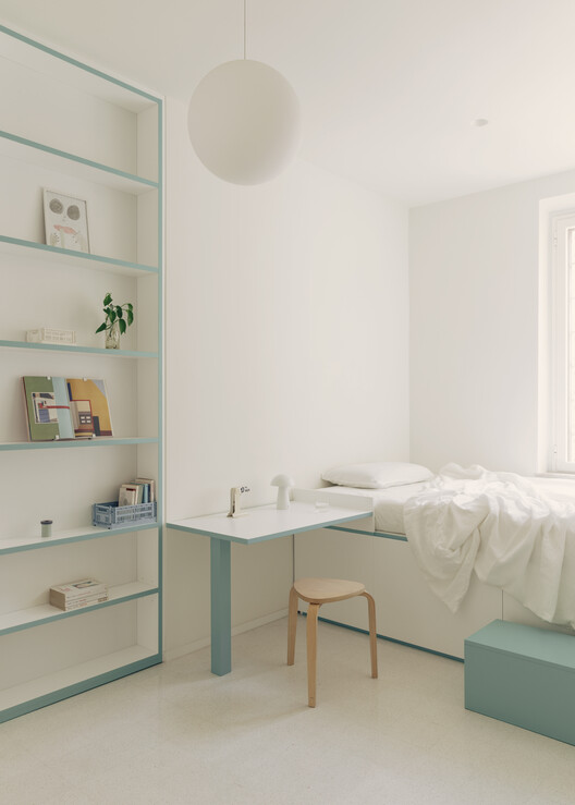 Casa Tahiti Interior / Margine - Interior Photography, Bedroom, Lighting, Table, Bed, Shelving, Chair